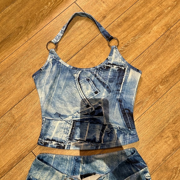 AMY HEBAB DENIM PRINT MATCHING SET - Picture 3 of 4